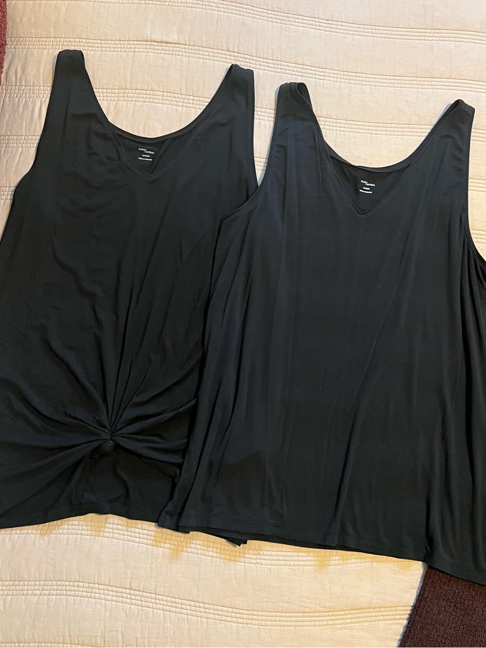 Daily Ritual Two Black V-Neck Tank Tops Sleeveless Layering Basics Modern